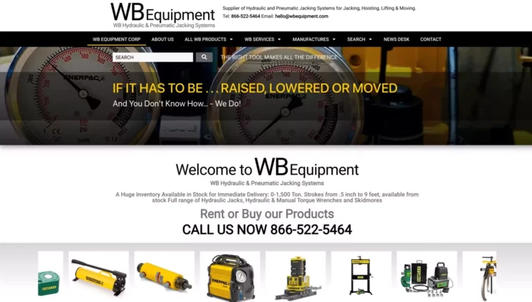 New WB Equipment Corp. Web Site Design Launched in February 2024.
